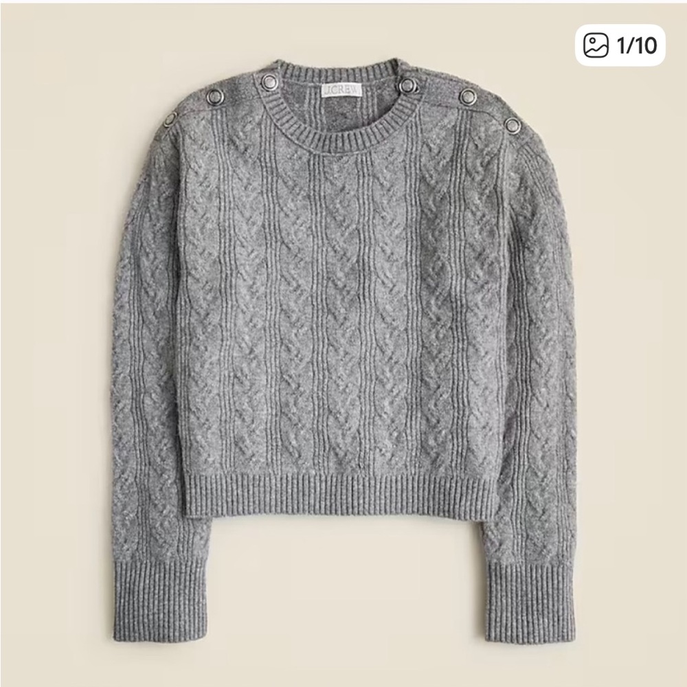 Cable knit sweater in super soft yarn with button shoulders